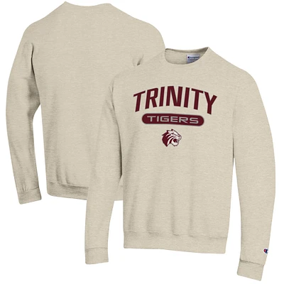 Men's Champion Heathered Oatmeal Trinity Tigers Eco Powerblend Crewneck Sweatshirt