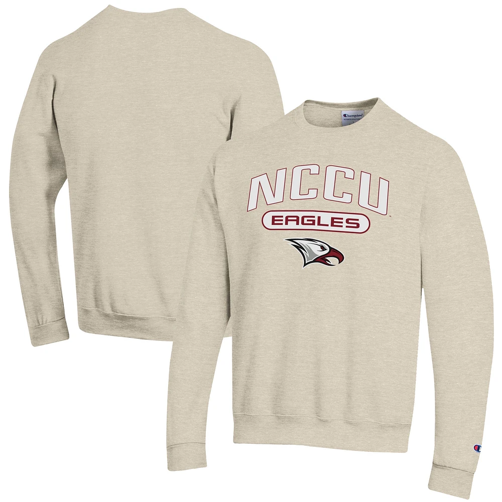 Men's Champion Heathered Oatmeal North Carolina Central Eagles Eco Powerblend Crewneck Sweatshirt