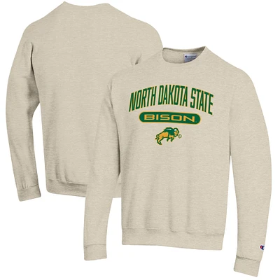 Men's Champion Heathered Oatmeal NDSU Bison Eco Powerblend Crewneck Sweatshirt