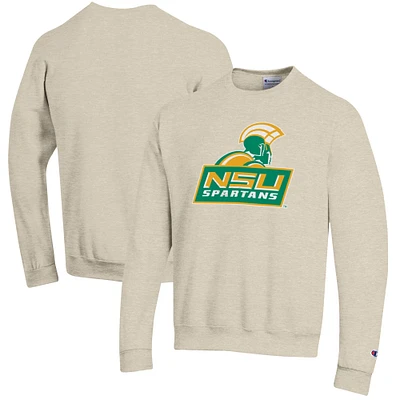 Men's Champion Heathered Oatmeal Norfolk State Spartans Eco Powerblend Crewneck Sweatshirt