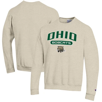 Men's Champion Heathered Oatmeal Ohio Bobcats Eco Powerblend Crewneck Sweatshirt