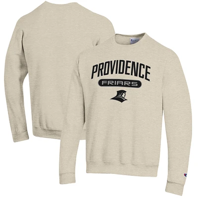 Men's Champion Heathered Oatmeal Providence Friars Eco Powerblend Crewneck Sweatshirt