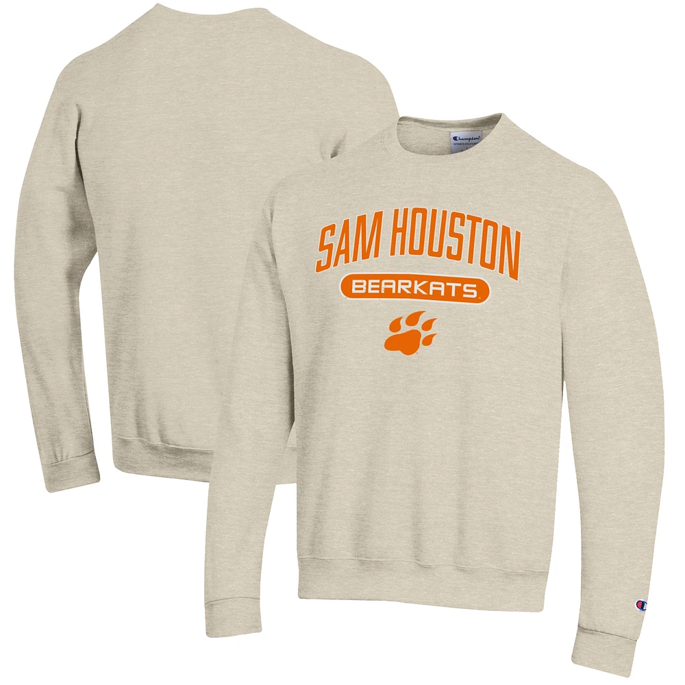 Men's Champion Heathered Oatmeal Sam Houston State Bearkats Eco Powerblend Crewneck Sweatshirt