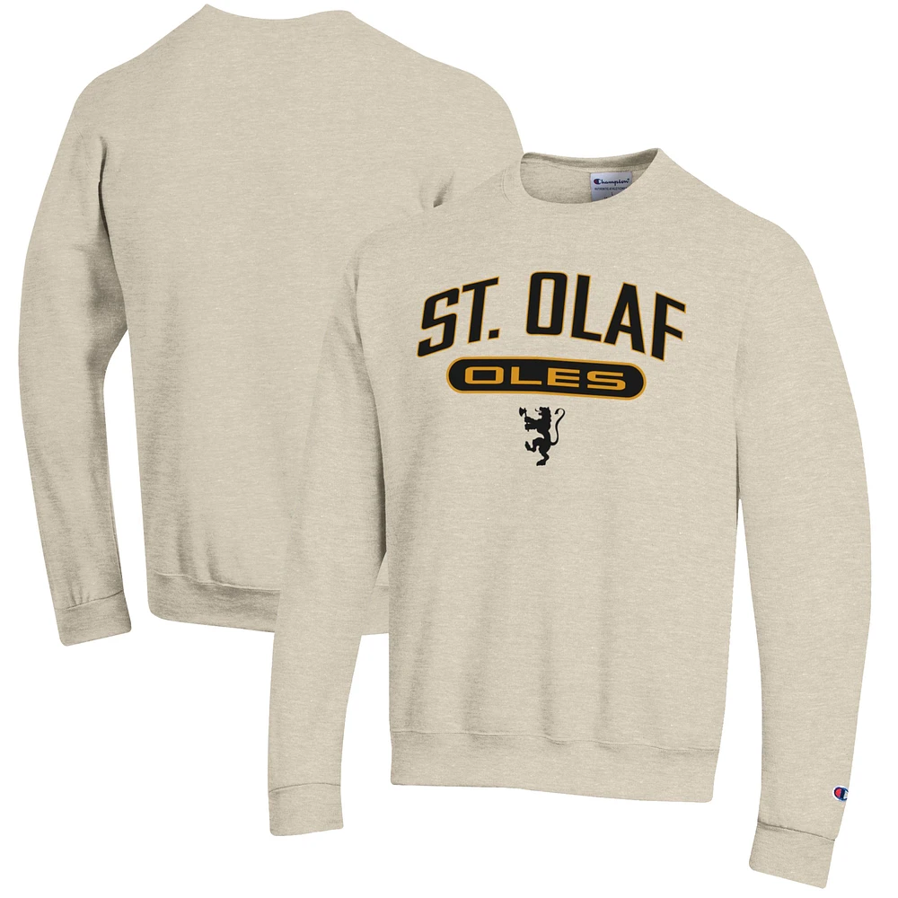 Men's Champion Heathered Oatmeal St. Olaf Oles Eco Powerblend Crewneck Sweatshirt