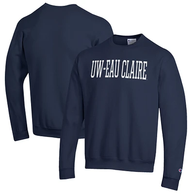 Men's Champion Navy Wisconsin Eau Claire Blugolds Eco Powerblend Crewneck Sweatshirt