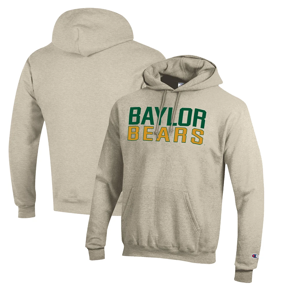 Men's Champion Heathered Oatmeal Baylor Bears Eco Powerblend Pullover Hoodie