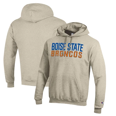 Men's Champion Heathered Oatmeal Boise State Broncos Eco Powerblend Pullover Hoodie