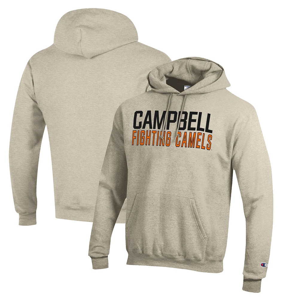 Men's Champion Heathered Oatmeal Campbell Fighting Camels Eco Powerblend Pullover Hoodie
