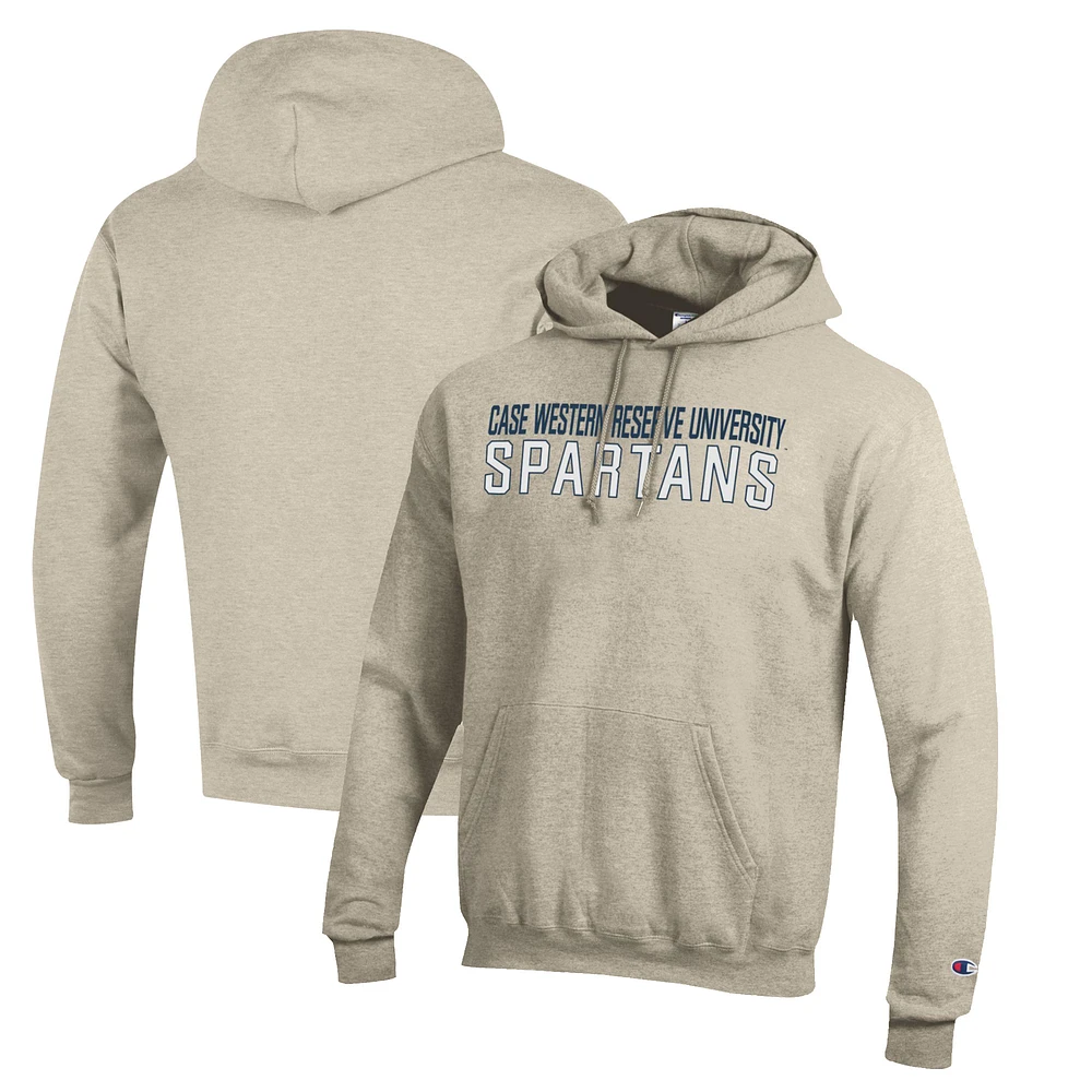 Men's Champion Heathered Oatmeal Case Western Reserve University Eco Powerblend Pullover Hoodie