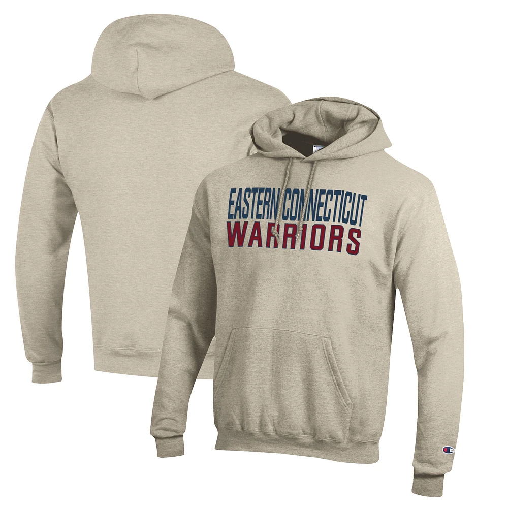 Men's Champion Heathered Oatmeal Eastern Connecticut State Warriors Eco Powerblend Pullover Hoodie