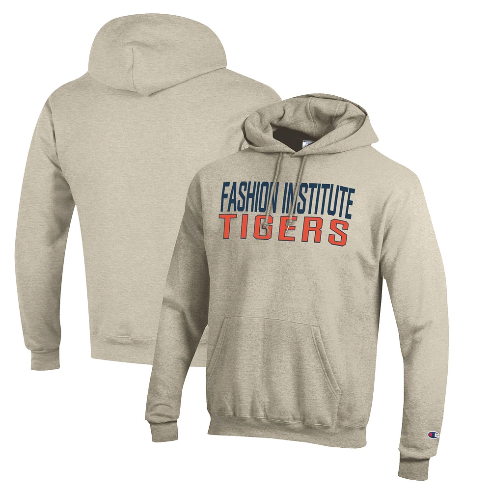 Men's Champion Oatmeal SUNY Fashion Institute of Technology Tigers Eco Powerblend Pullover Hoodie