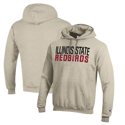 Men's Champion Heathered Oatmeal Illinois State Redbirds Eco Powerblend Pullover Hoodie
