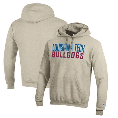 Men's Champion Heathered Oatmeal Louisiana Tech Bulldogs Eco Powerblend Pullover Hoodie