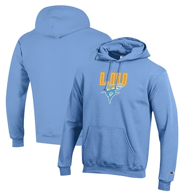 Men's Champion Light Blue LIU Sharks Eco Powerblend Pullover Hoodie