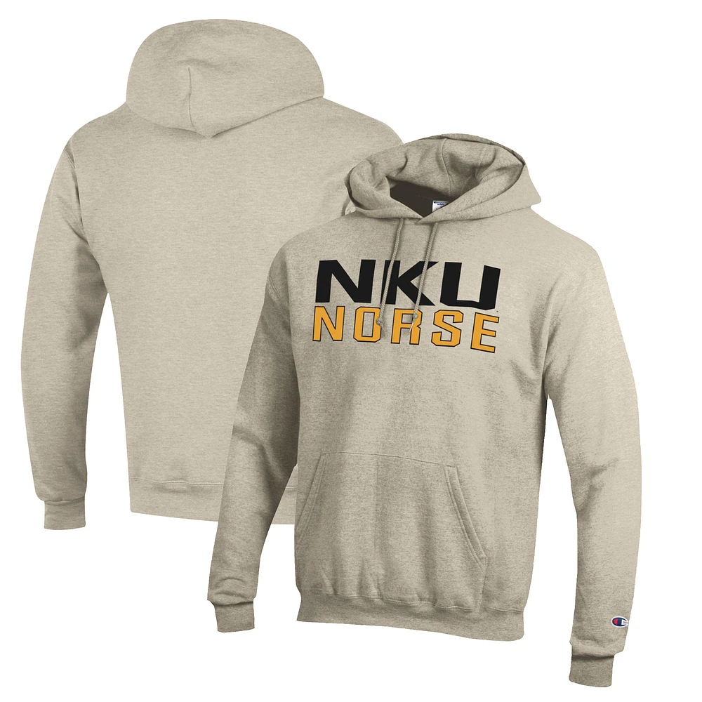 Men's Champion Heathered Oatmeal Northern Kentucky University Norse Eco Powerblend Pullover Hoodie