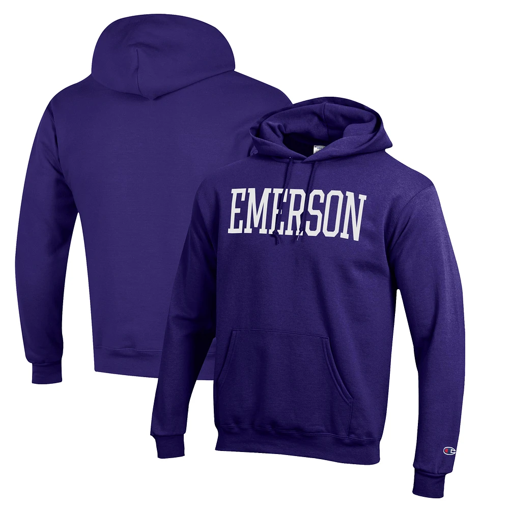 Men's Champion Purple Emerson College Lions Eco Powerblend Pullover Hoodie