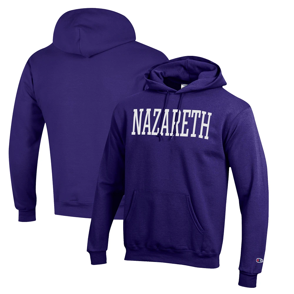 Men's Champion Purple Nazareth College Golden Flyers Eco Powerblend Pullover Hoodie