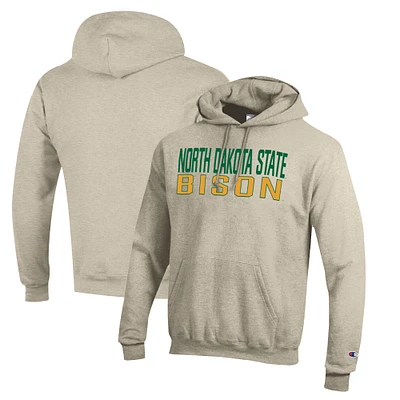 Men's Champion Heathered Oatmeal NDSU Bison Eco Powerblend Pullover Hoodie