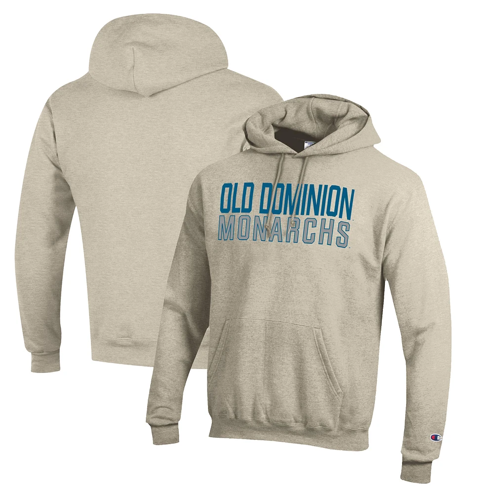 Men's Champion Heathered Oatmeal Old Dominion Monarchs Eco Powerblend Pullover Hoodie