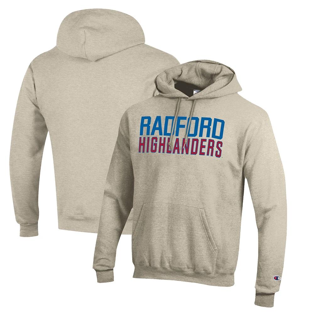 Men's Champion Heathered Oatmeal Radford Highlanders Eco Powerblend Pullover Hoodie