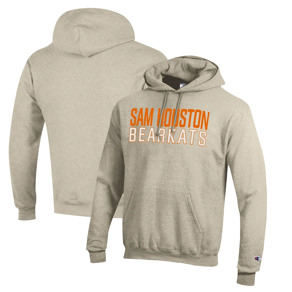 Men's Champion Heathered Oatmeal Sam Houston State Bearkats Eco Powerblend Pullover Hoodie