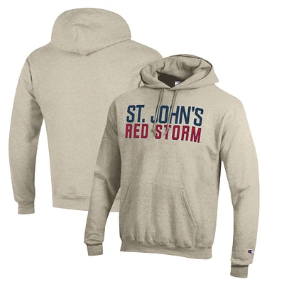 Men's Champion Heathered Oatmeal St. John's Red Storm Eco Powerblend Pullover Hoodie