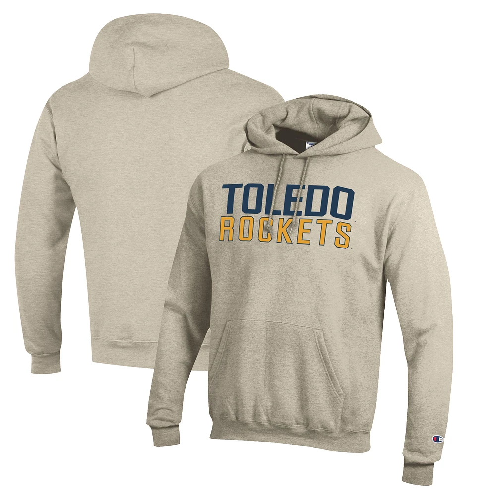 Men's Champion Heathered Oatmeal Toledo Rockets Eco Powerblend Pullover Hoodie