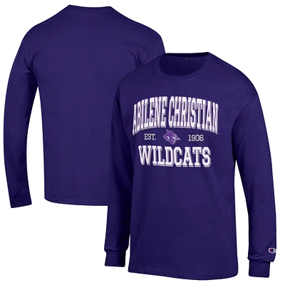 Men's Champion Purple Abilene Christian University Wildcats Jersey Est. Date Long Sleeve T-Shirt