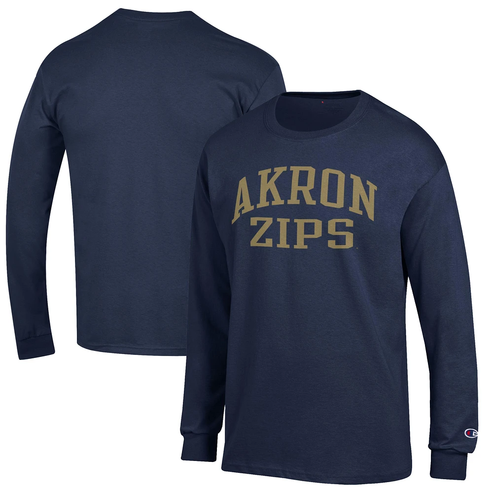 Men's Champion Navy Akron Zips Jersey Long Sleeve T-Shirt