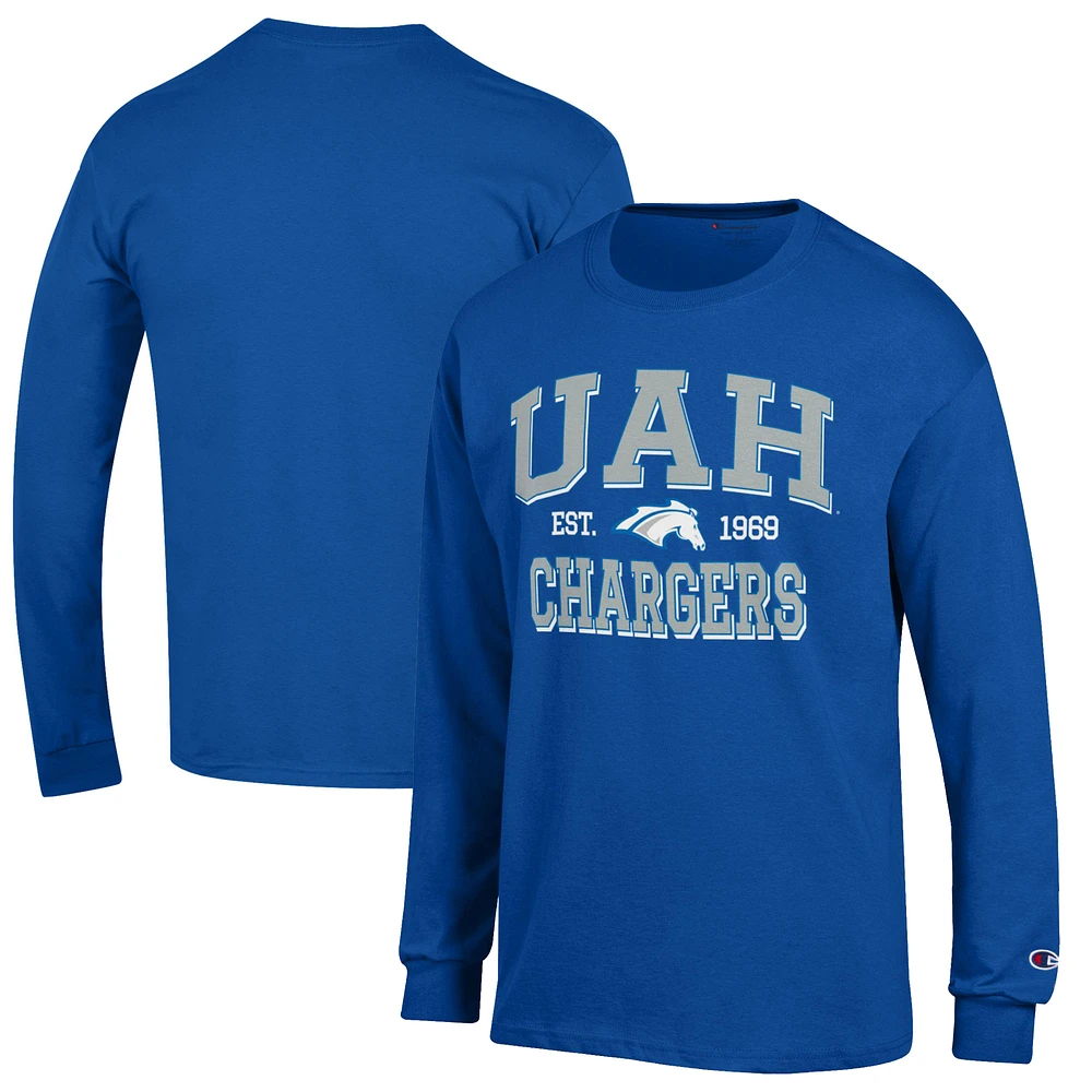 Men's Champion Blue UAH Chargers Jersey Est. Date Long Sleeve T-Shirt