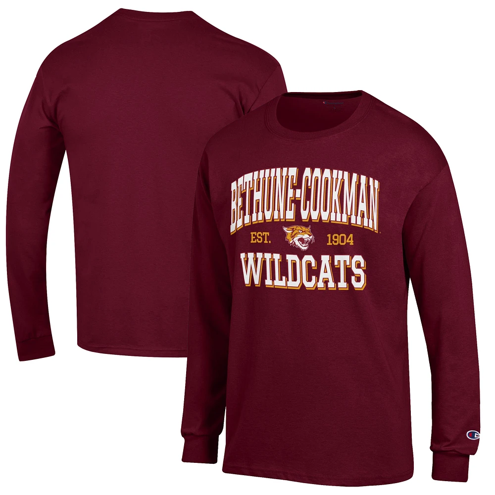 Men's Champion Maroon Bethune-Cookman Wildcats Jersey Est. Date Long Sleeve T-Shirt