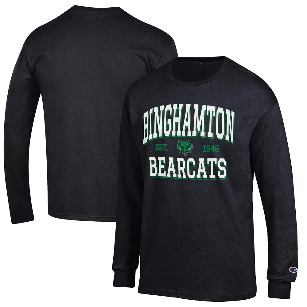 Men's Champion Black Binghamton Bearcats Jersey Est. Date Long Sleeve T-Shirt