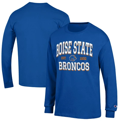 Men's Champion Royal Boise State Broncos Jersey Est. Date Long Sleeve T-Shirt