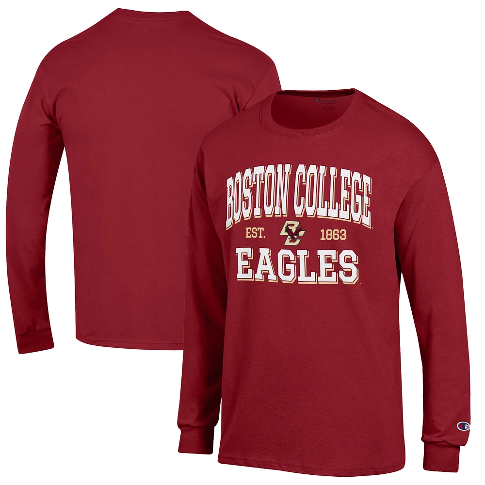 Men's Champion Maroon Boston College Eagles Jersey Est. Date Long Sleeve T-Shirt