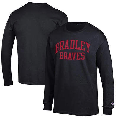Men's Champion Black Bradley Braves Jersey Long Sleeve T-Shirt