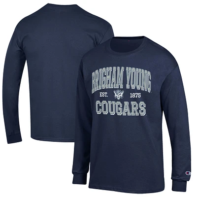 Men's Champion Navy BYU Cougars Jersey Est. Date Long Sleeve T-Shirt