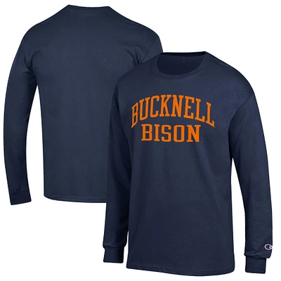 Men's Champion Navy Bucknell Bison Jersey Long Sleeve T-Shirt