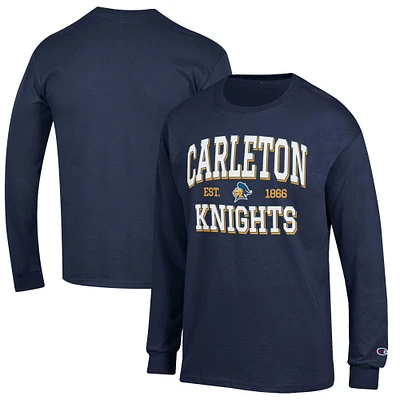 Men's Champion Navy Carleton Knights Jersey Est. Date Long Sleeve T-Shirt