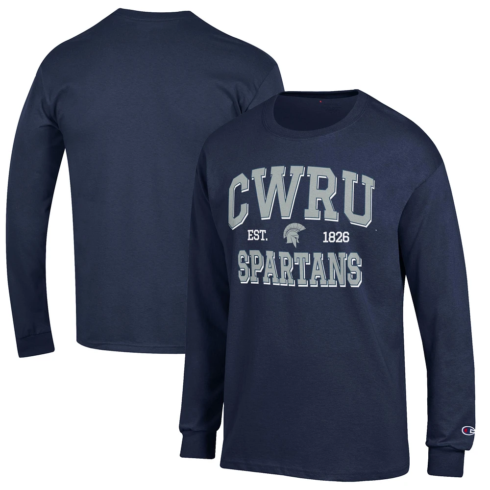 Men's Champion Navy Case Western Reserve University Jersey Est. Date Long Sleeve T-Shirt