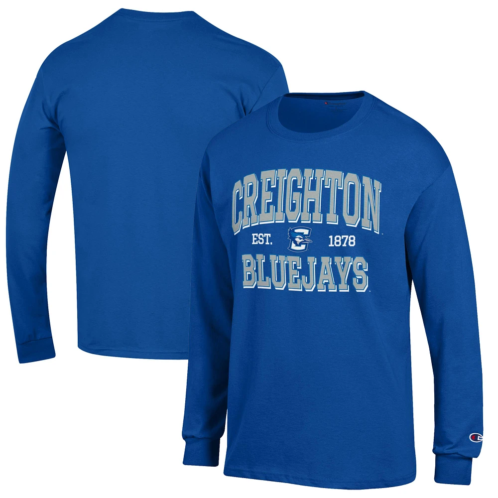 Men's Champion Blue Creighton Bluejays Jersey Est. Date Long Sleeve T-Shirt