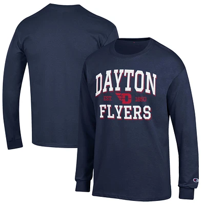Men's Champion Navy Dayton Flyers Jersey Est. Date Long Sleeve T-Shirt