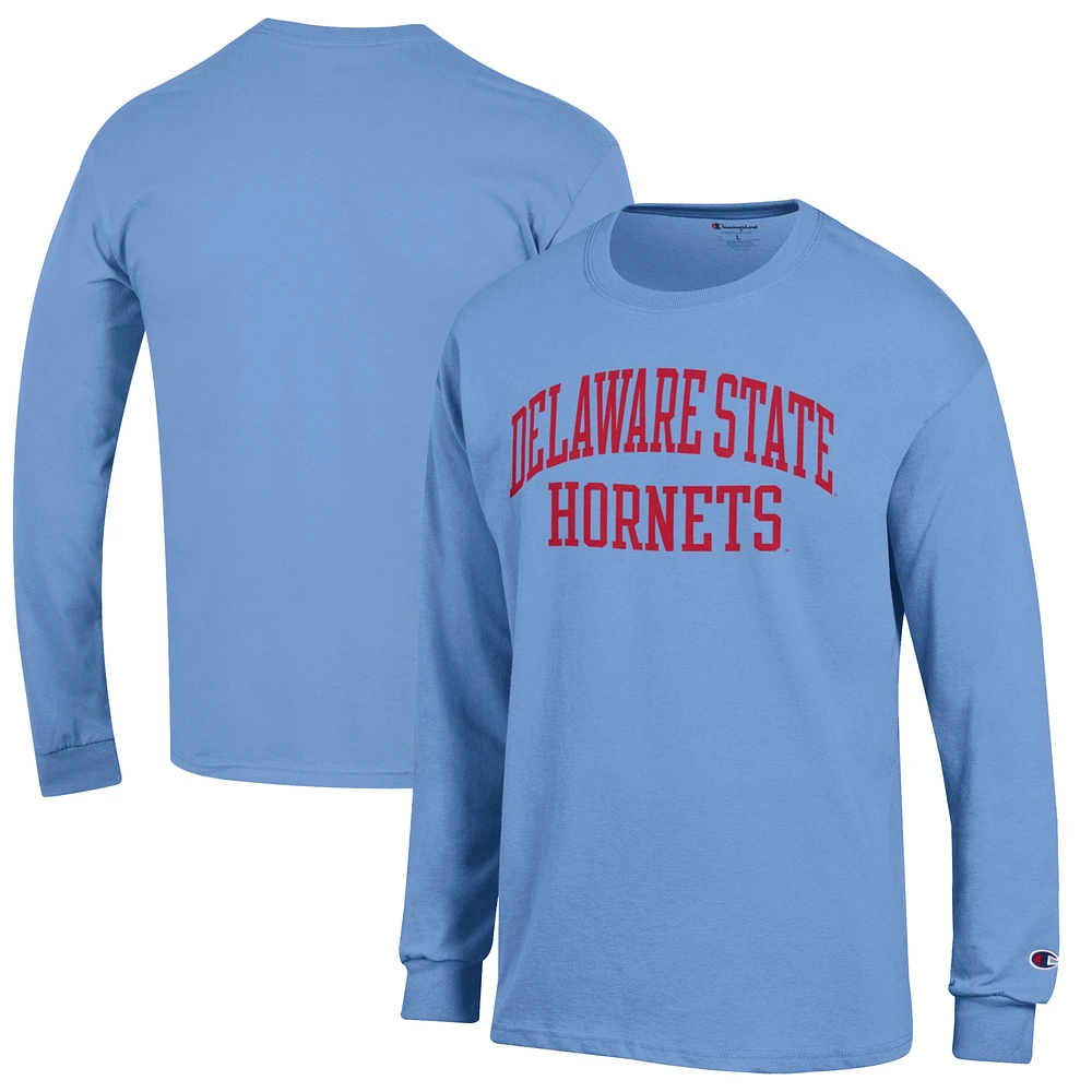 Men's Champion Light Blue Delaware State Hornets Jersey Long Sleeve T-Shirt