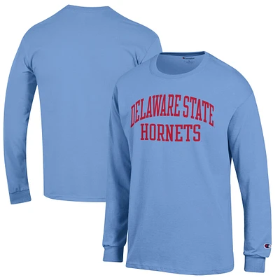 Men's Champion Light Blue Delaware State Hornets Jersey Long Sleeve T-Shirt