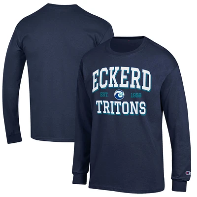 Men's Champion Navy Eckerd Tritons Jersey Est. Date Long Sleeve T-Shirt
