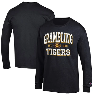 Men's Champion Black Grambling Tigers Jersey Est. Date Long Sleeve T-Shirt