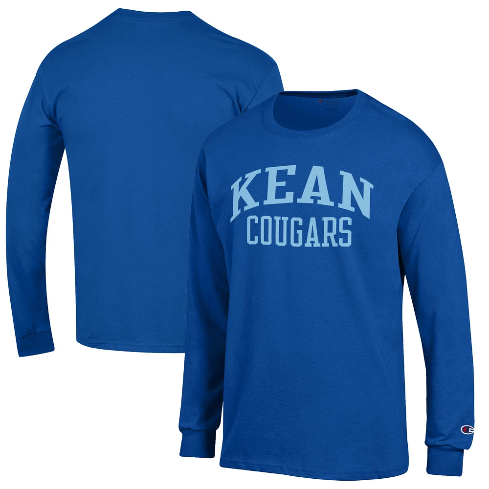 Men's Champion Blue Kean University Cougars Jersey Long Sleeve T-Shirt