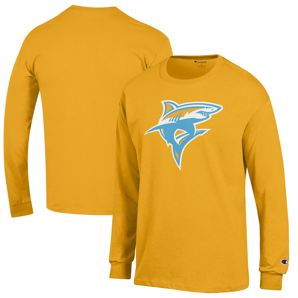 Men's Champion Gold LIU Sharks Jersey Long Sleeve T-Shirt