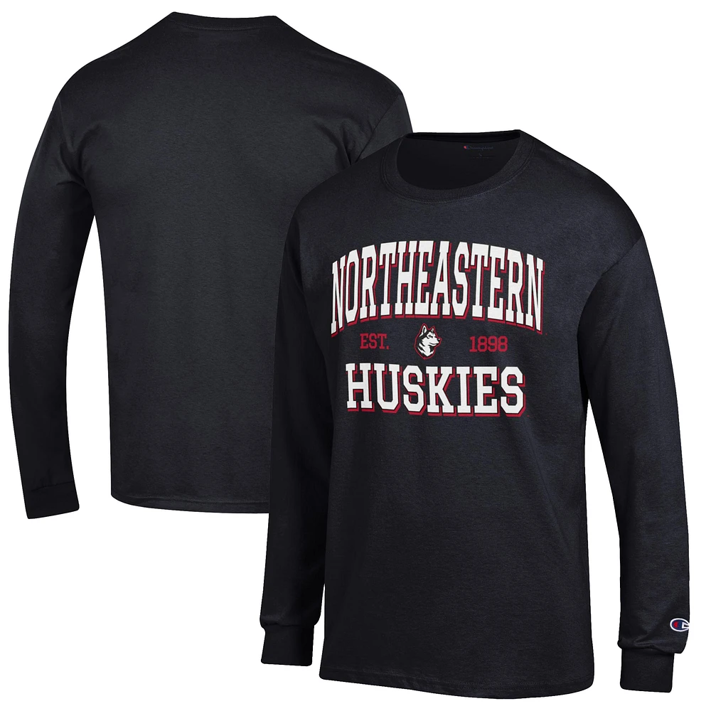 Men's Champion Black Northeastern Huskies Jersey Est. Date Long Sleeve T-Shirt
