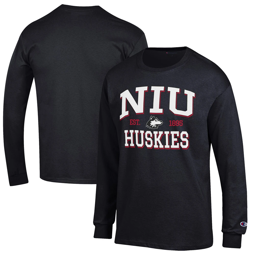 Men's Champion Black Northern Illinois Huskies Jersey Est. Date Long Sleeve T-Shirt