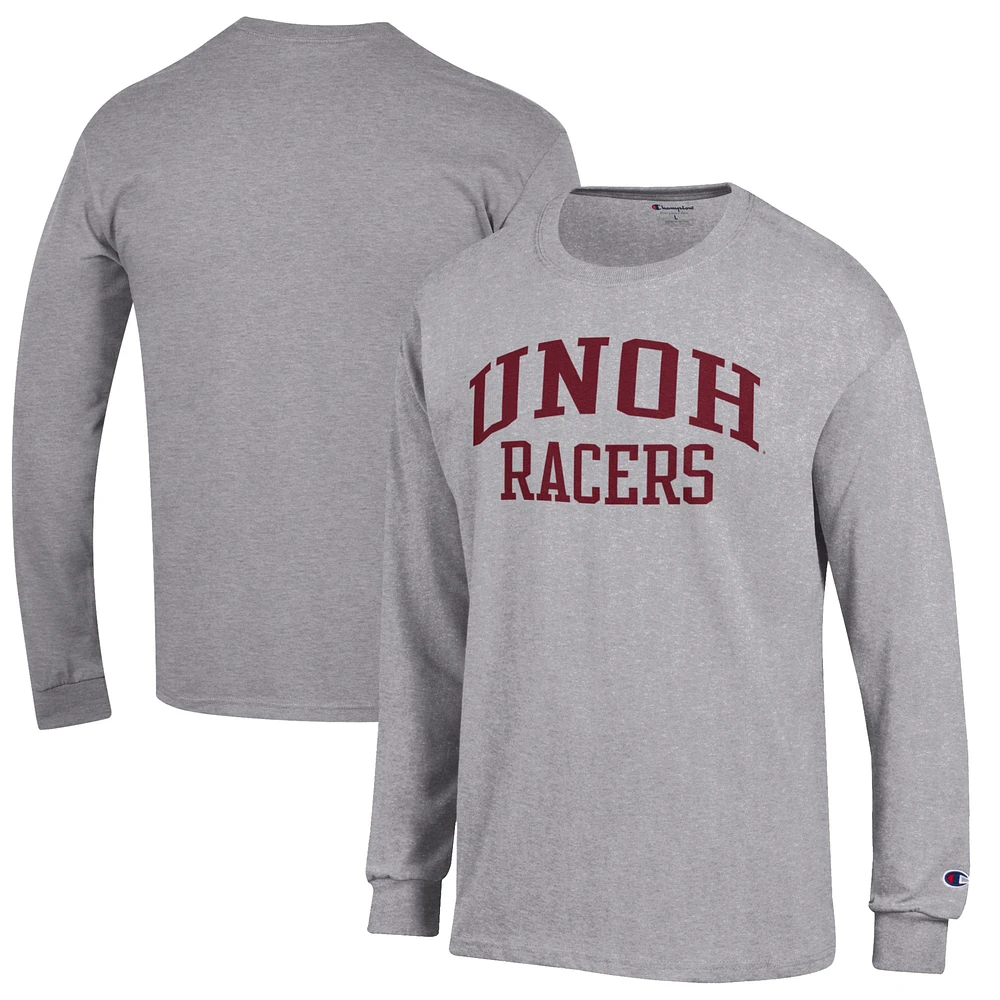 Men's Champion Heathered Gray Northwestern Ohio Racers Jersey Long Sleeve T-Shirt
